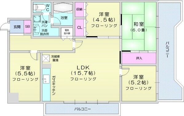 さっぽろ駅 徒歩7分 6階の物件間取画像